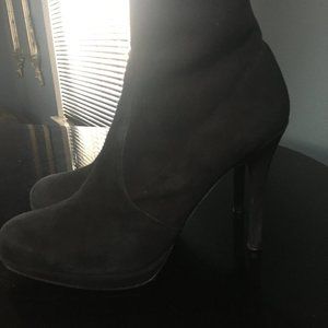 Stuart Weitzman Black Suede Stiletto Knee-Hi Boots